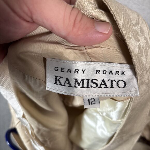 Vintage Geary Roark Kamisato Halter Dress Women's Size 12 Linen Blend Champagne - Picture 15 of 16